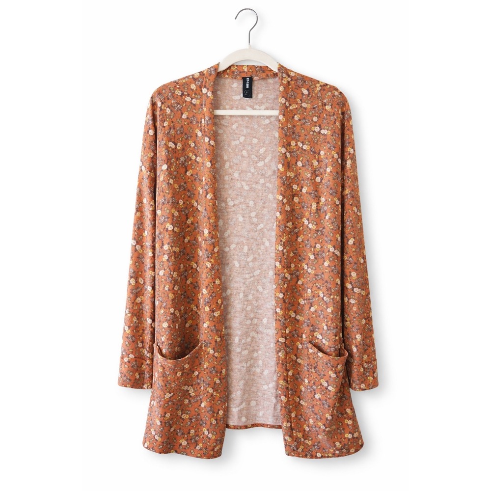 Agnes & Dora Womens Medium Floral Duster Cardigan Rust Boho USA‎ Made